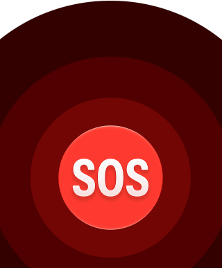 Emergency SOS icon, nested red circles with a white SOS in the middle