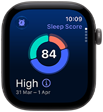 Apple Watch Series 12, aluminium case, space grey colour, sleep score circle graph, right side exterior, Digital Crown