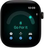 Apple Watch Series 12, aluminium case, black colour, readiness score of 8, right side exterior, Digital Crown