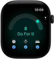 Apple Watch Series 12, aluminium case, black colour, readiness score of 8, right side exterior, Digital Crown