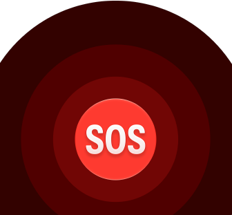 Emergency SOS icon, nested red circles with a white SOS in the middle