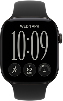 Apple Watch Series 12, aluminium case, black colour, Responsive Art watch face, Sport Band, black colour