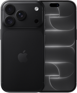 iPhone 18 Pro, back exterior, black colour, Pro Fusion camera system at top, Apple logo in centre, front exterior, all-screen design