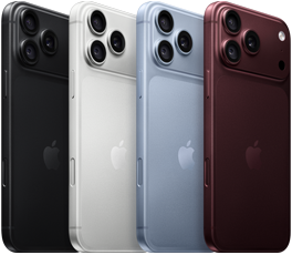 iPhone 18 Pro devices in a row, back exterior, all four colours: Black, Glacier, Silver, Burgundy, Pro Fusion camera system in top left corner, three lenses, microphone, flash
