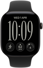 Apple Watch Series 12, aluminium case, black colour, Responsive Art watch face, Sport Band, black colour