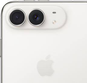 Back panel features an Apple logo, dual camera and flash
