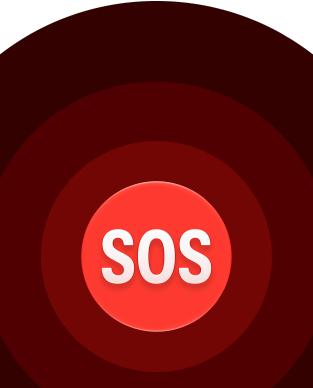 Emergency SOS icon, nested red circles with a white SOS in the middle
