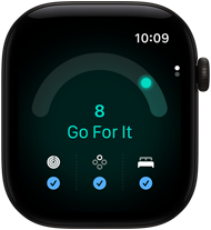 Apple Watch Series 12, aluminium case, black colour, readiness score of 8, right side exterior, Digital Crown