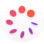 Cycle Tracking icon, a white circle with a ring of eight purple and orange discs inside