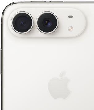 Back panel features an Apple logo, dual camera and flash